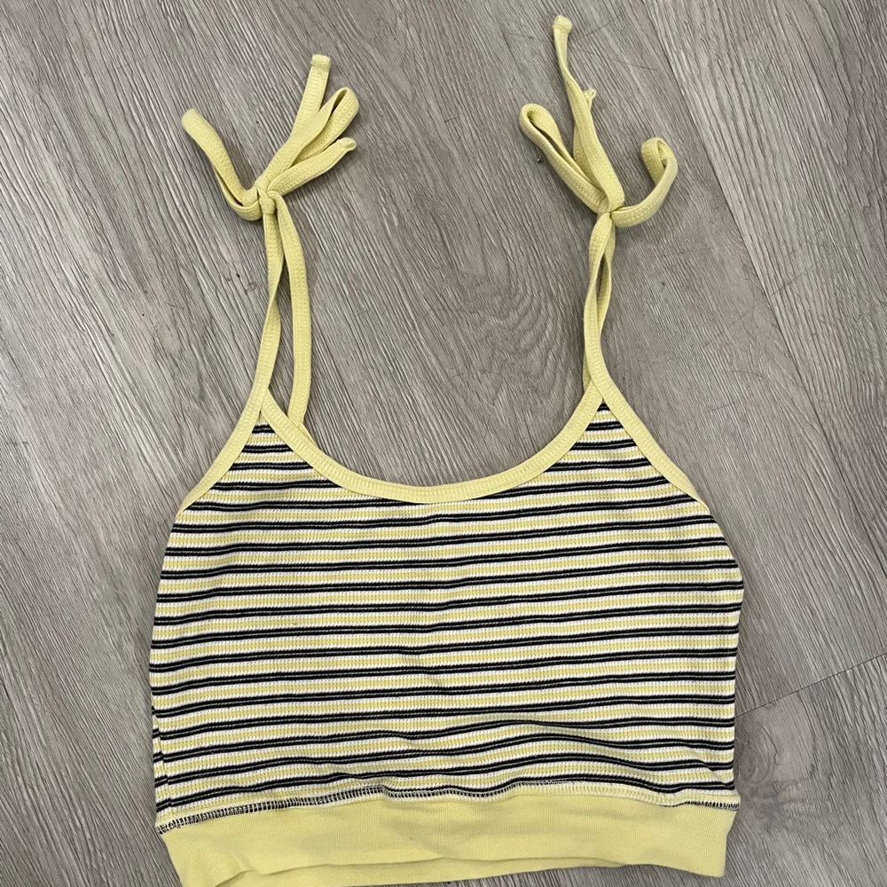 Urban Outfitters Waffle Tie Strap Crop Cami